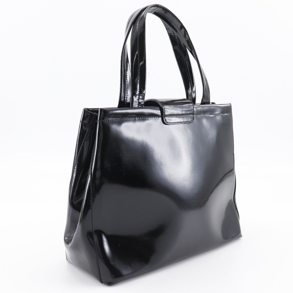 Salvatore Ferragamo Convertible Vara Bow Tote Patent Leather Black Patent_Leather Handbag (Pre-Loved)