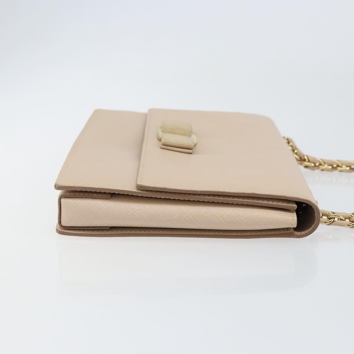 Salvatore Ferragamo Vala Chain Shoulder Bag Leather Pink Leather Shoulder Bag Bag (Authentic Pre-Loved)
