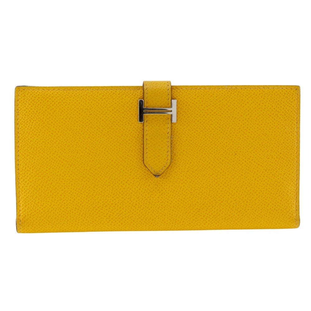 Hermes Bearn Wallet Epsom Yellow Leather Wallets Accessory (Authentic Pre-Loved)