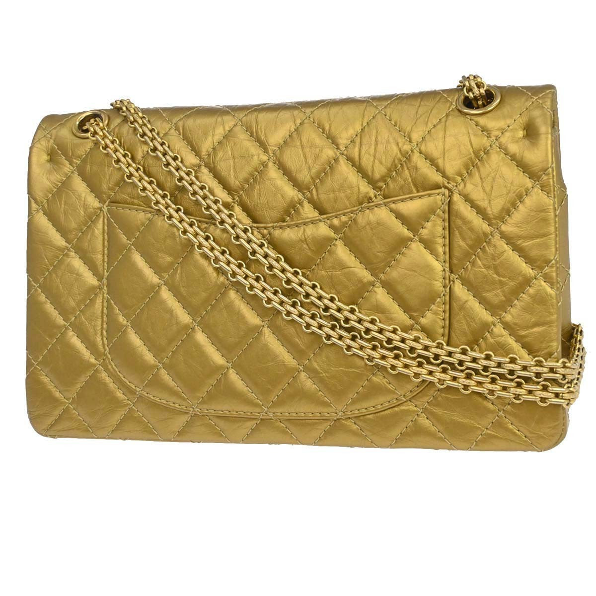 Chanel 2.55 Shoulder Bag Leather Gold Calfskin Shoulder Bag Bag (Authentic Pre-Loved)
