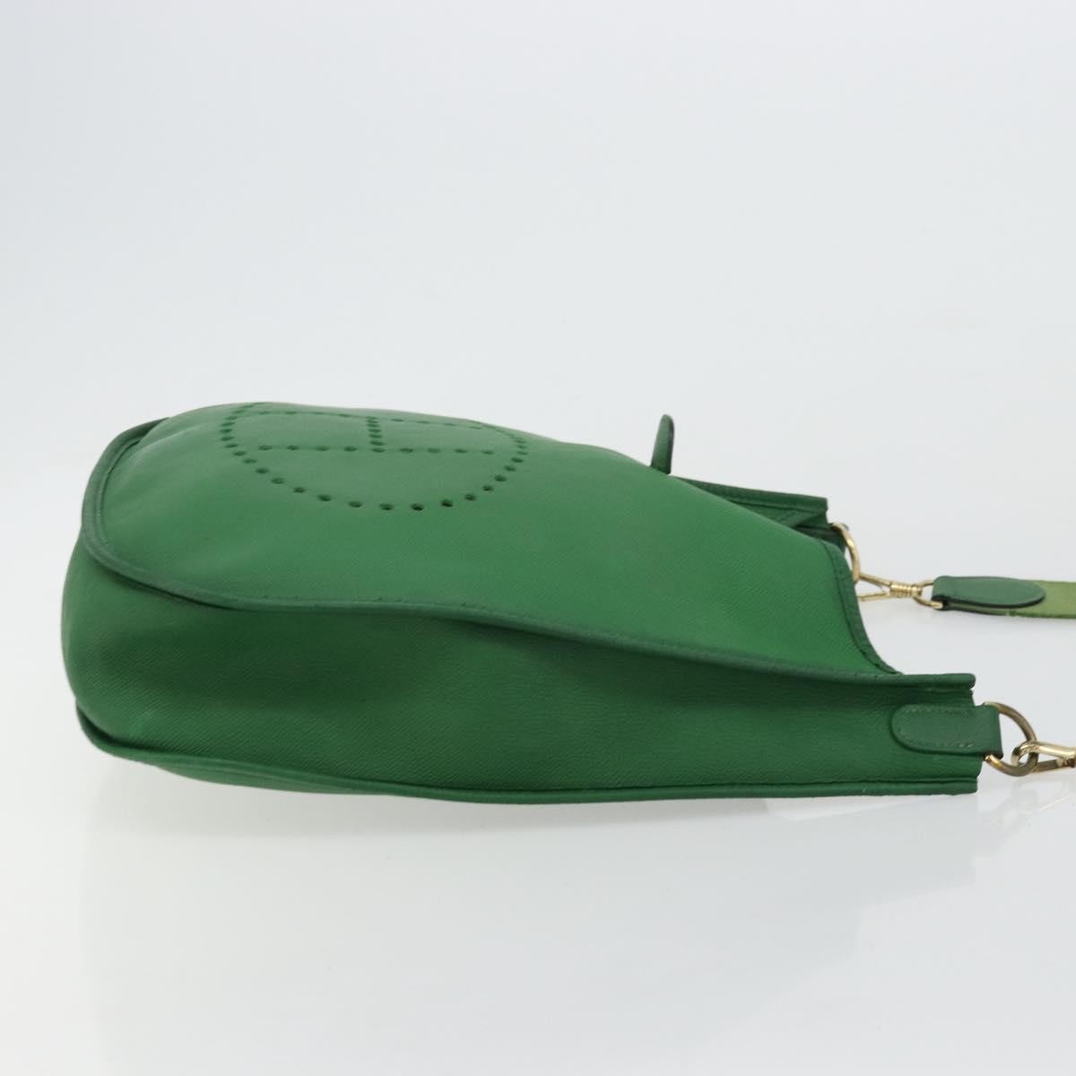 Hermes Evelyne Bag Gen Iii Toile And Leather Green Leather Shoulder Bag Bag (Authentic Pre-Loved)
