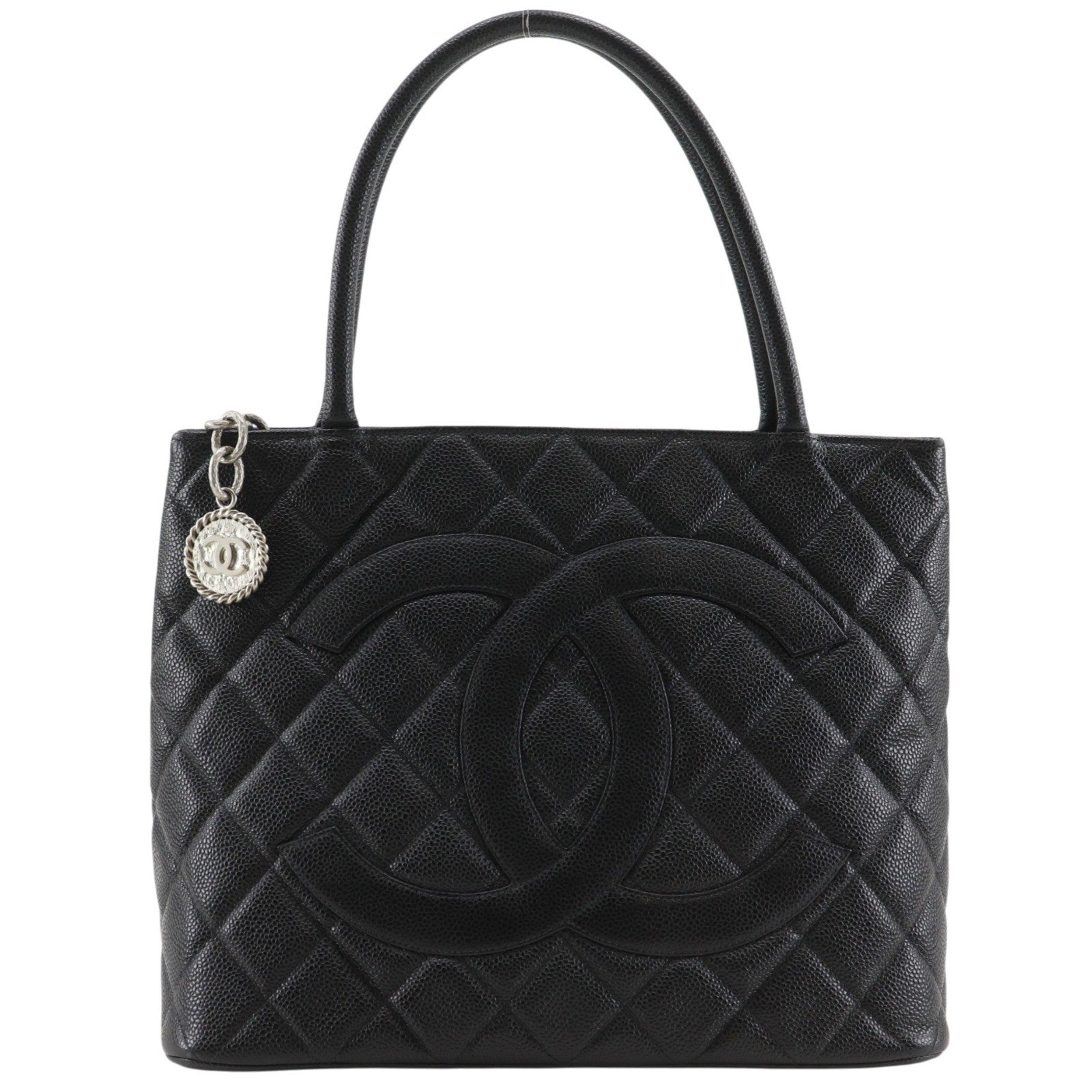 Chanel Chanel Medallion Tote Quilted Caviar Black Leather Tote Bag Bag (Authentic Pre-Loved)
