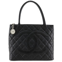 Chanel Chanel Medallion Tote Quilted Caviar Black Leather Tote Bag Bag (Authentic Pre-Loved)