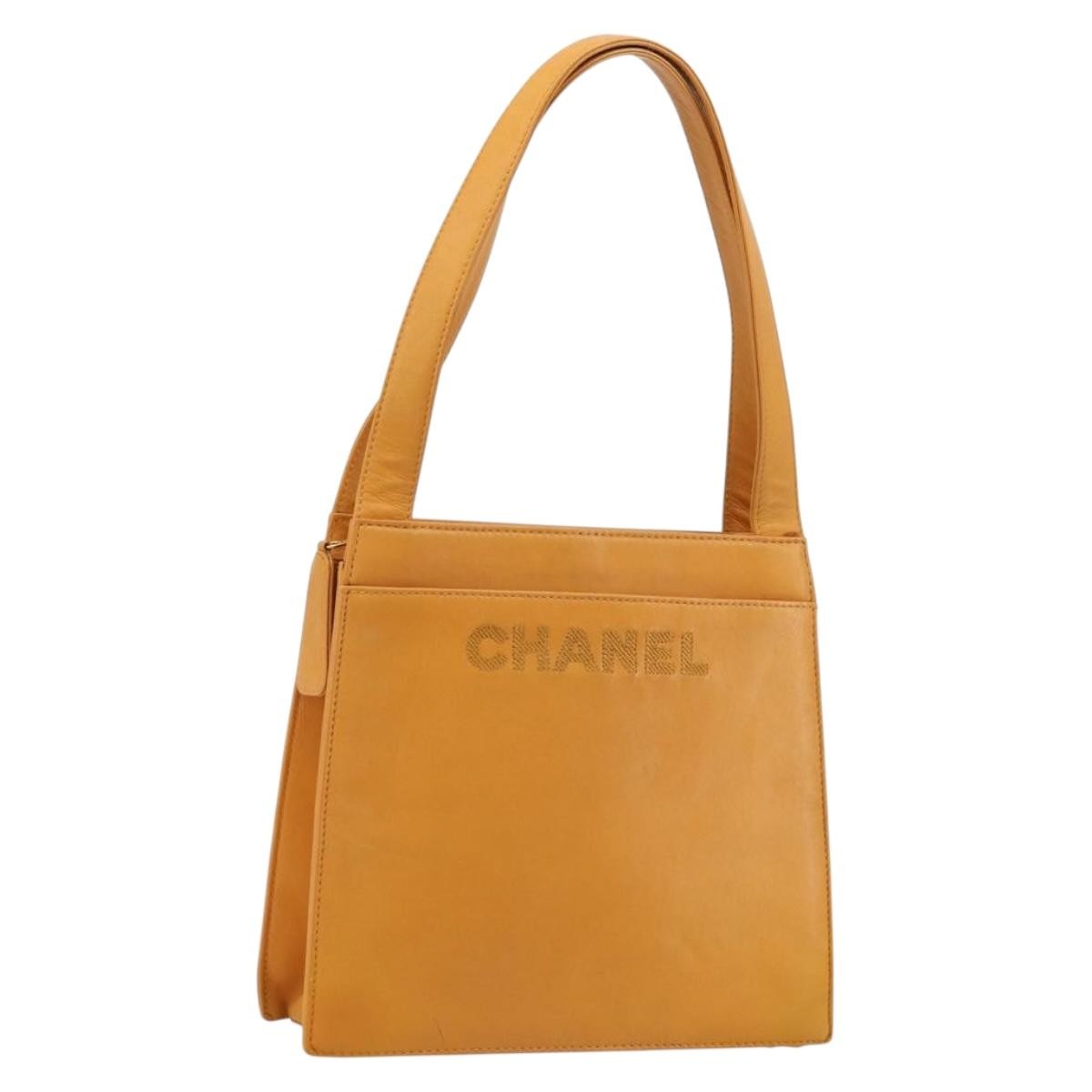 Chanel Vintage Logo Tote Leather Camel Leather Tote Bag Bag (Pre-Loved)