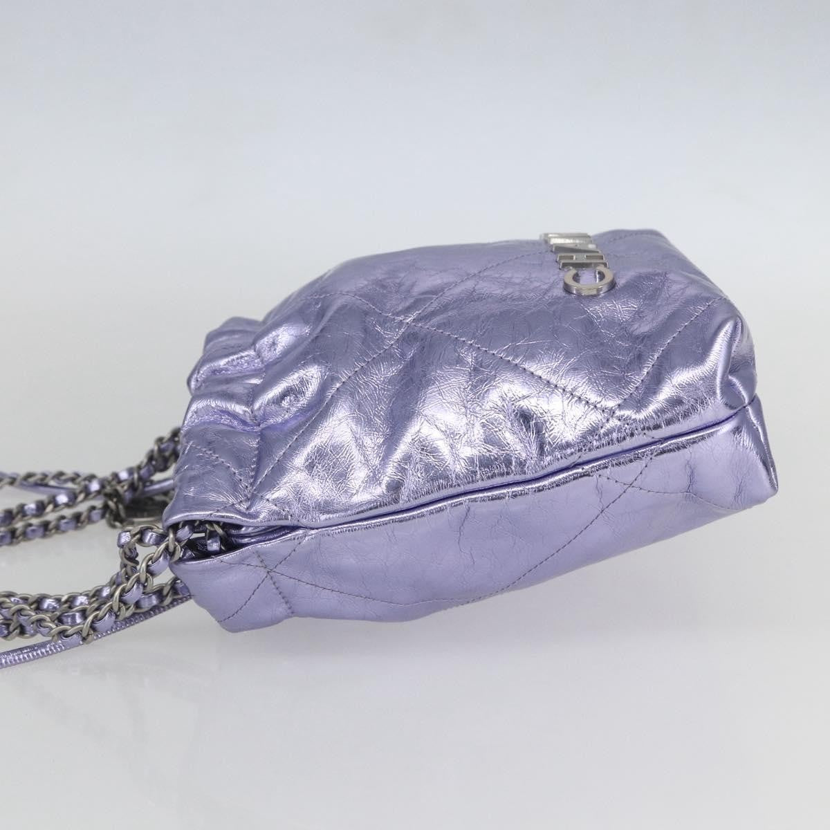 Chanel 22 Chain Hobo Quilted Calfskin Purple Leather Shoulder Bag Bag (Pre-Loved)