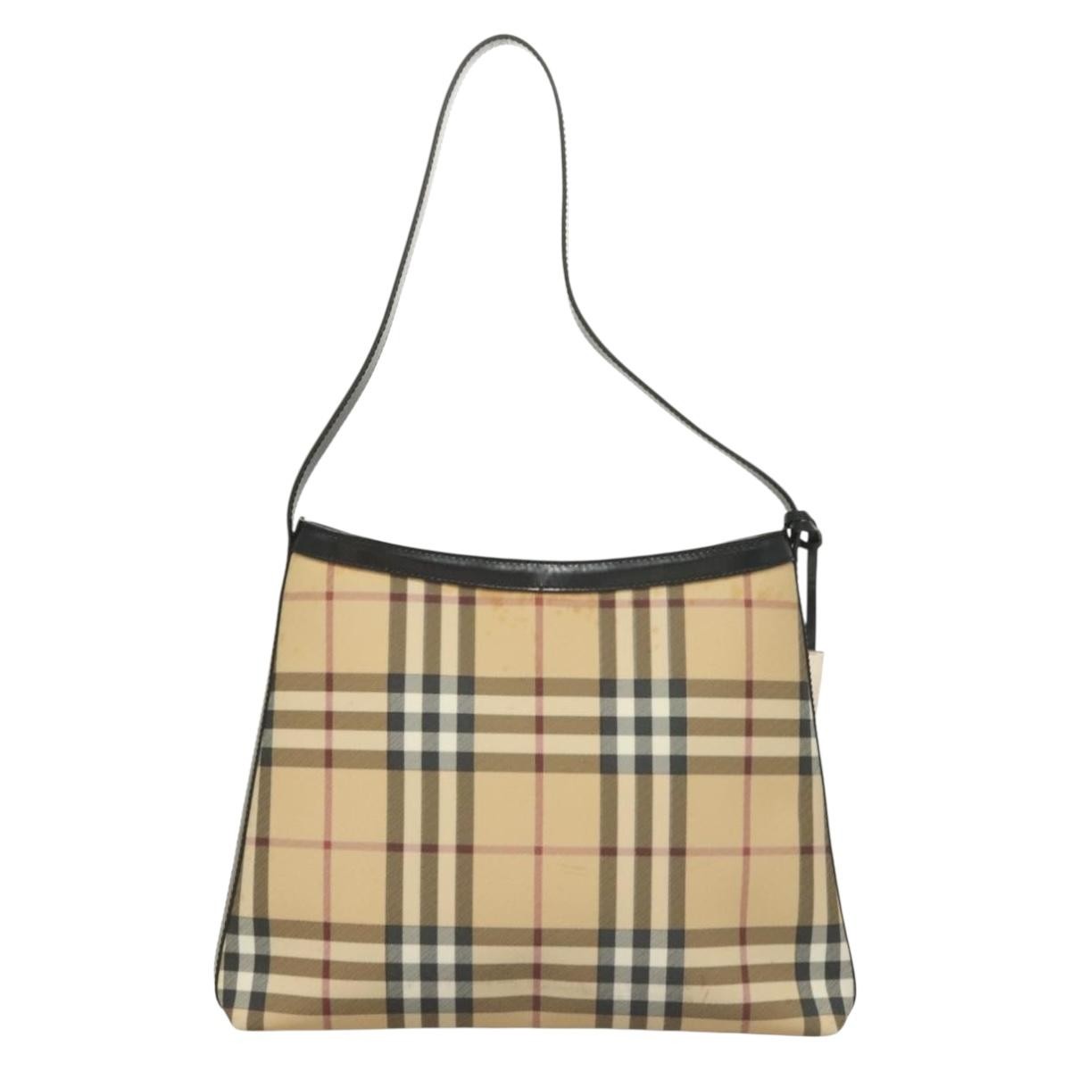 Burberry Shoulder Bag Nova Check Canvas Beige Pvc Bag (Pre-Loved)
