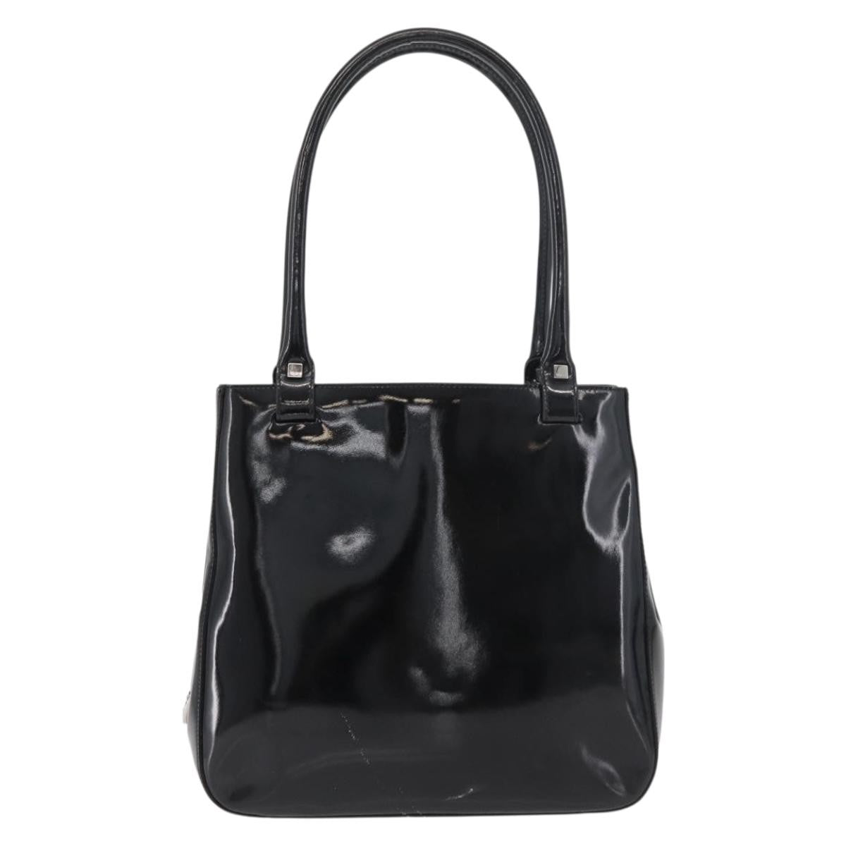 Salvatore Ferragamo Vintage Tote Bag Patent Leather Black Patent_Leather Tote Bag Bag (Pre-Loved)