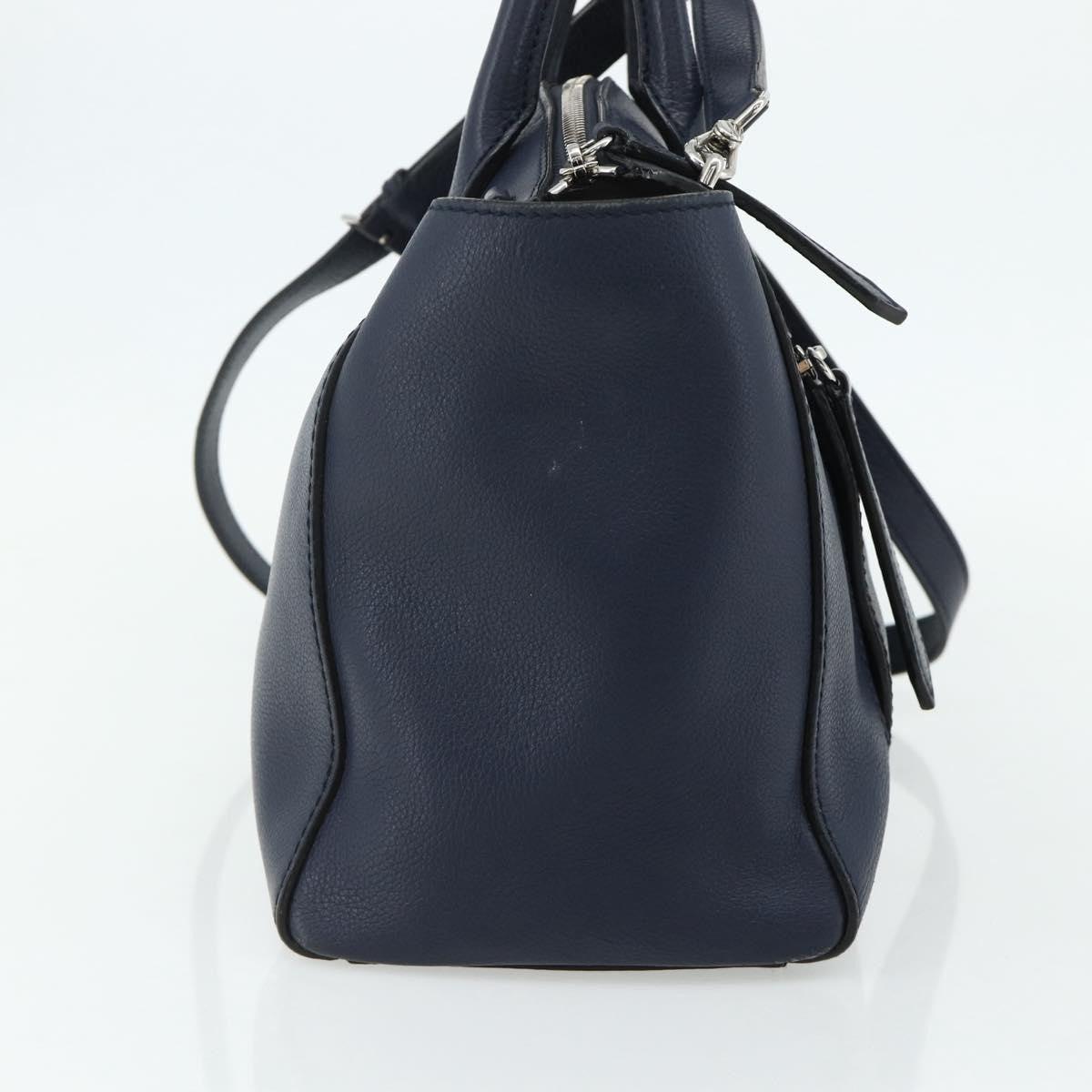 Bally Vintage Handbag Leather Navy Leather Handbag (Pre-Loved)