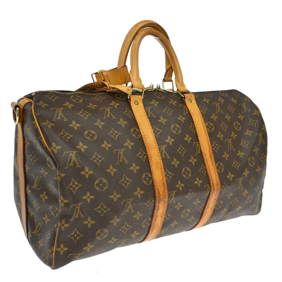 Louis Vuitton Keepall Bandouliere Bag Monogram Canvas Brown Canvas Travel Bag Bag (Pre-Loved)