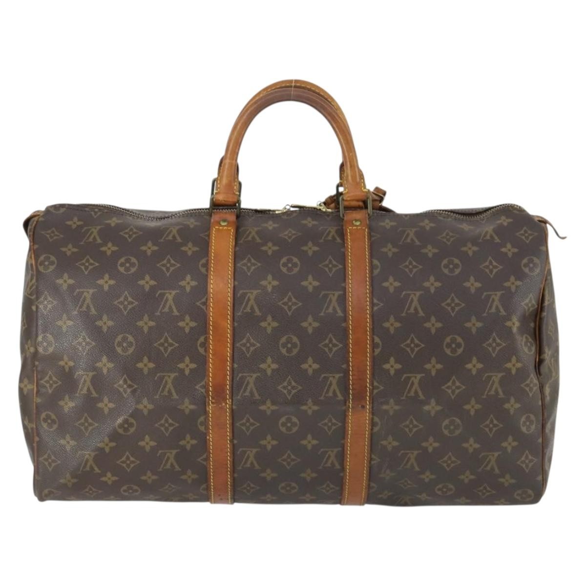 Louis Vuitton Keepall Bag Monogram Canvas Brown Canvas Travel Bag Bag (Authentic Pre-Loved)