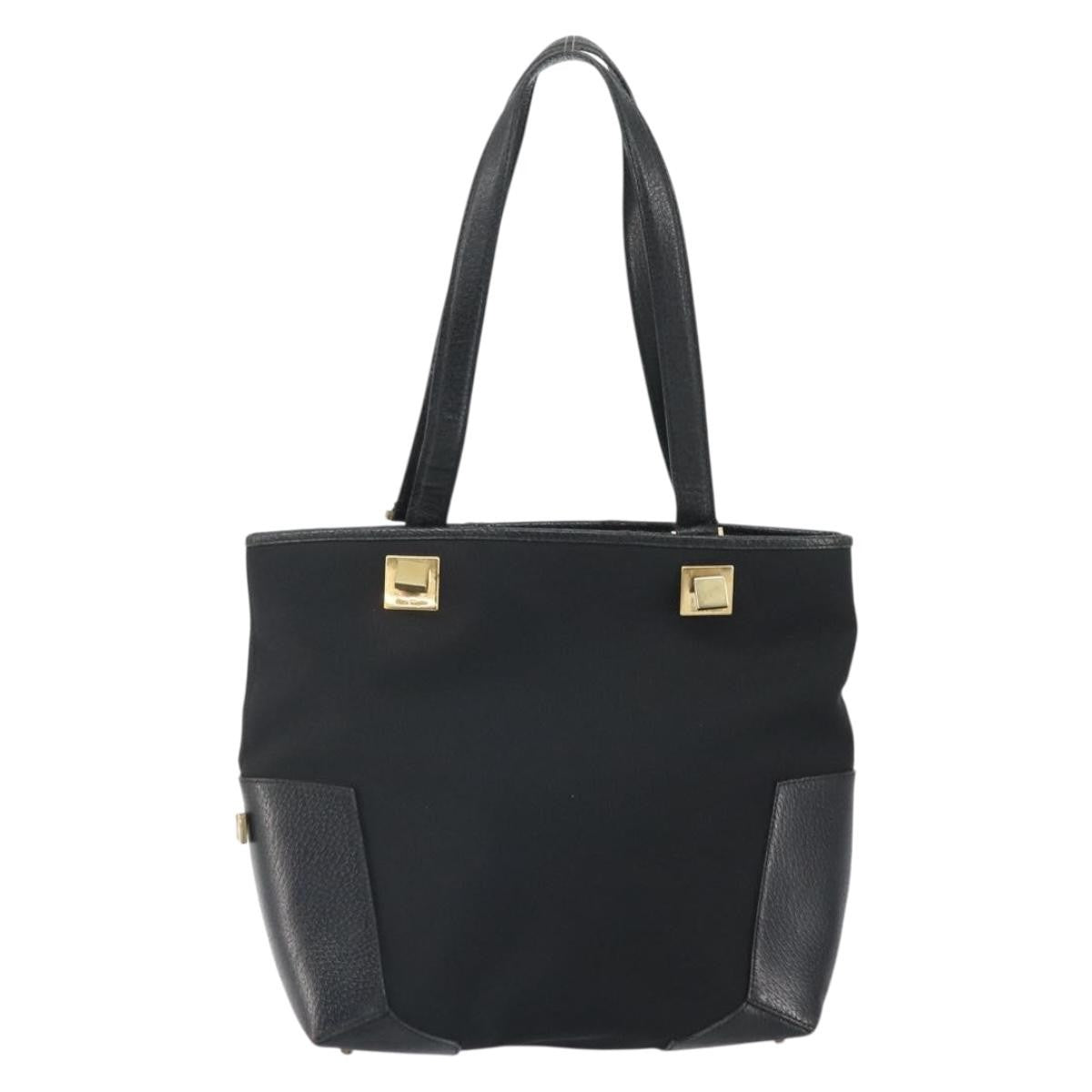 Salvatore Ferragamo Vintage Tote Bag Canvas Black Canvas Tote Bag Bag (Pre-Loved)