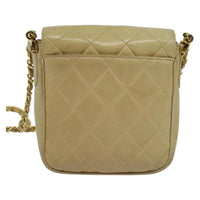 Chanel Vintage Cc Chain Flap Bag Quilted Lambskin Beige Leather Shoulder Bag Bag (Authentic Pre-Loved)