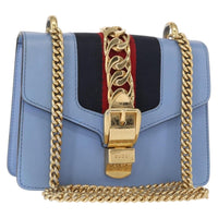Gucci Sylvie Chain Shoulder Bag Leather Blue Leather Shoulder Bag Bag (Pre-Loved)