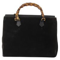 Gucci Vintage Diana Bamboo Top Handle Tote Ostrich Black Suede Tote Bag Bag (Authentic Pre-Loved)