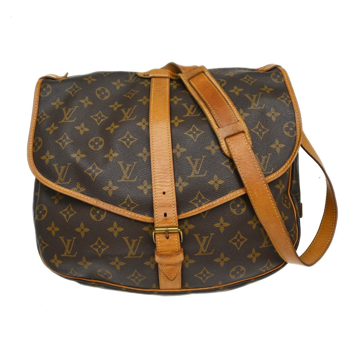 Louis Vuitton Saumur Handbag Monogram Canvas Brown Canvas Shoulder Bag Bag (Authentic Pre-Loved)