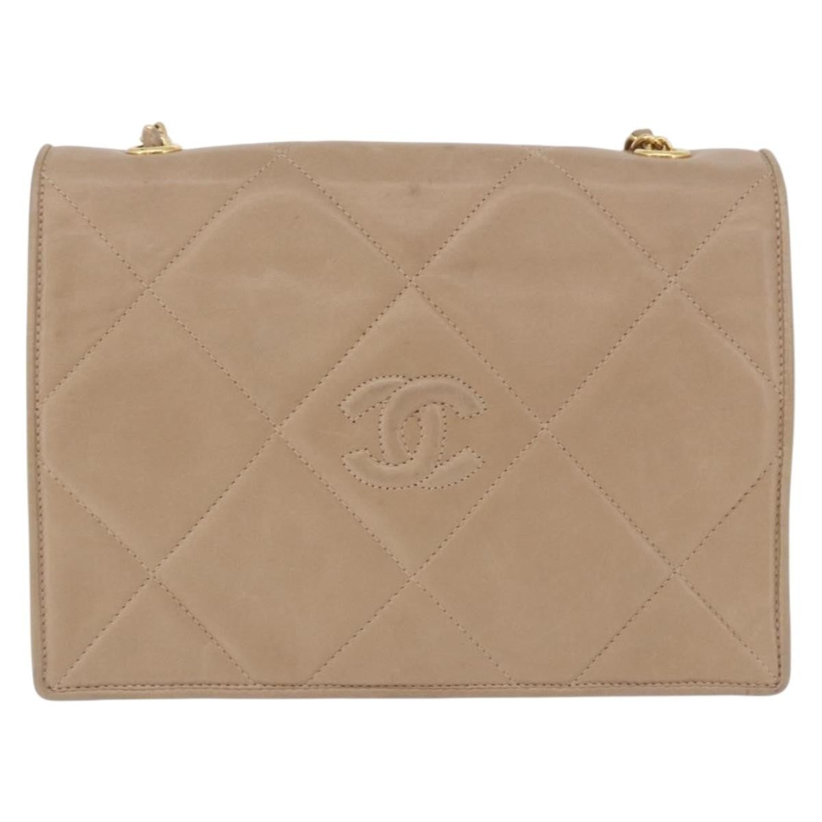 Chanel Chanel Flap Chain Shoulder Bag Leather Beige Leather Shoulder Bag Bag (Authentic Pre-Loved)