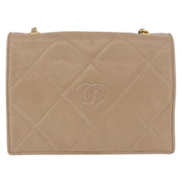 Chanel Chanel Flap Chain Shoulder Bag Leather Beige Leather Shoulder Bag Bag (Authentic Pre-Loved)