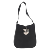 Salvatore Ferragamo Gancini Shoulder Bag Leather Black Leather Shoulder Bag Bag (Pre-Loved)