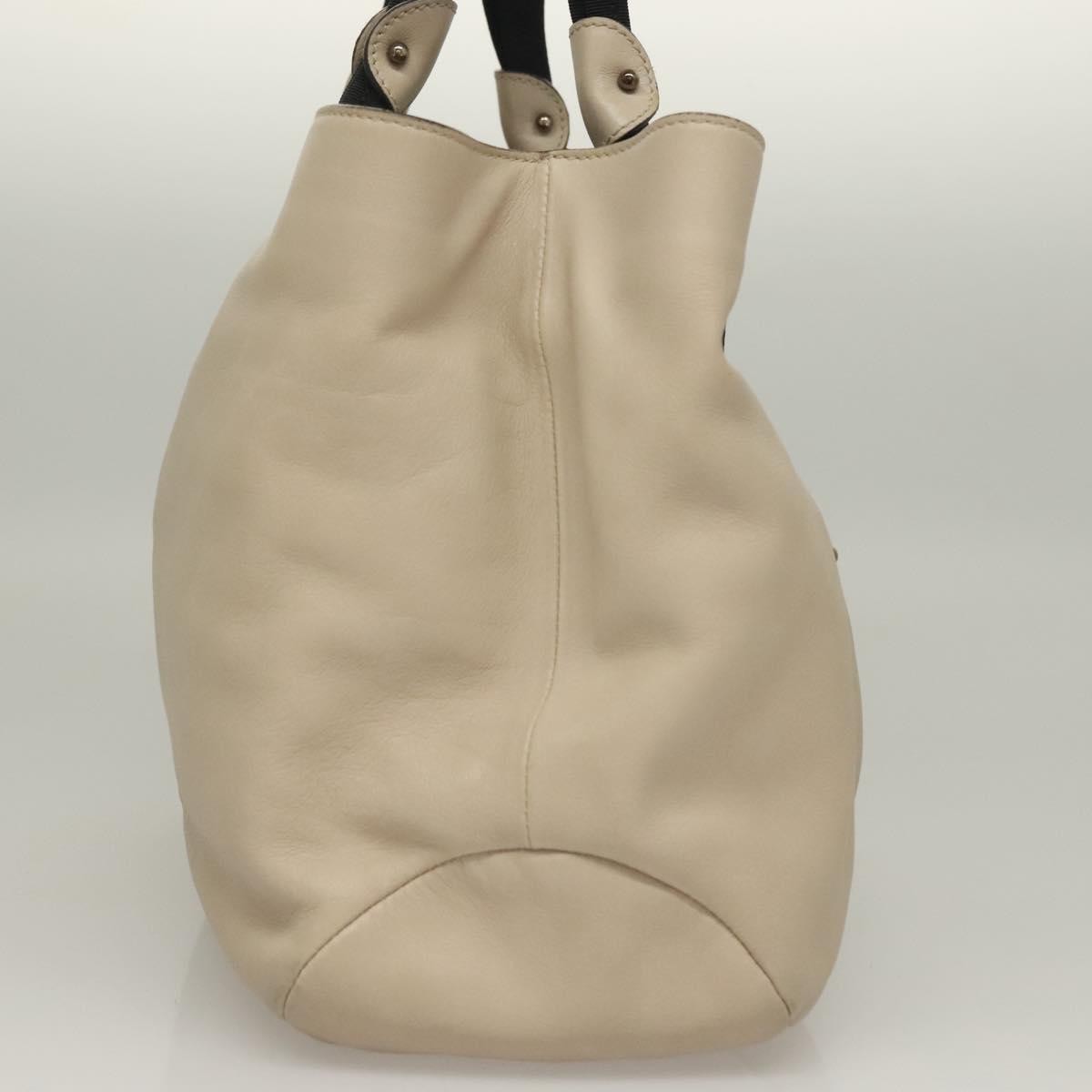 Salvatore Ferragamo Vara Bow Tote Leather Beige Leather Tote Bag Bag (Authentic Pre-Loved)
