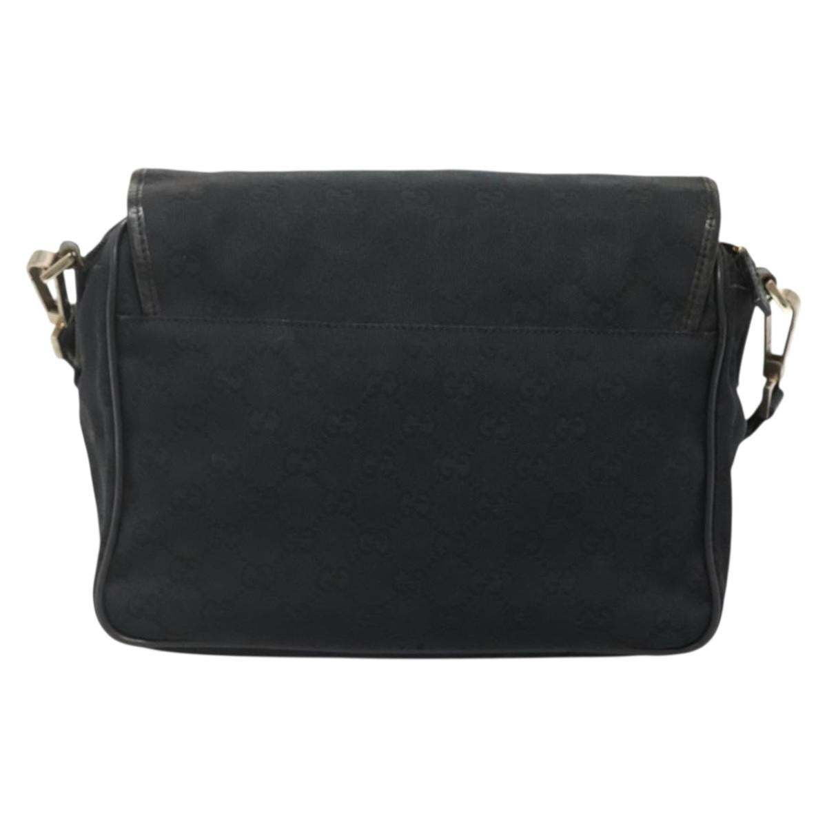 Gucci Flap Messenger Bag Gg Coated Canvas Black Canvas Shoulder Bag Bag (Authentic Pre-Loved)