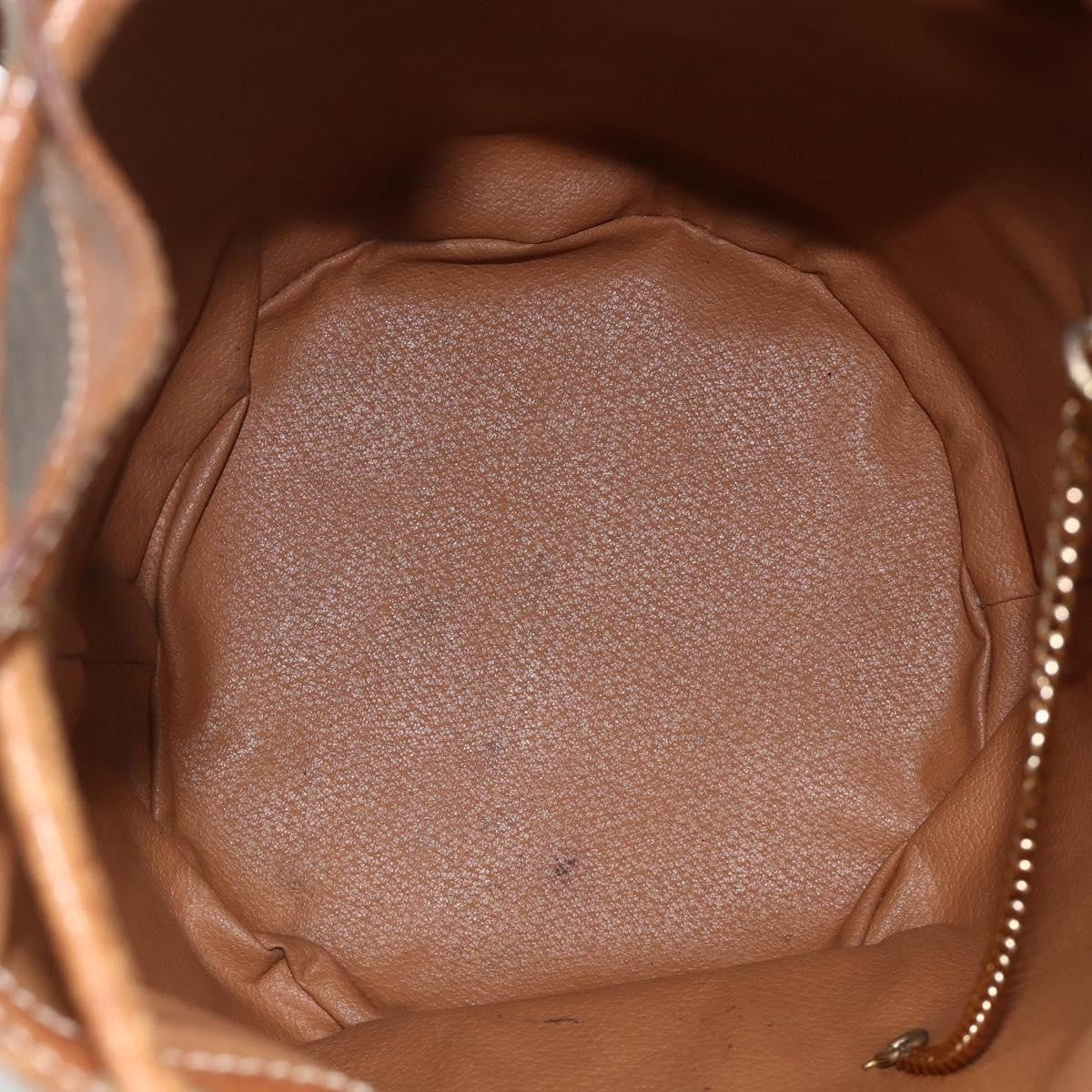 Celine Vintage Macadam Backpack Canvas And Leather Brown Canvas Backpack Bag (Pre-Loved)