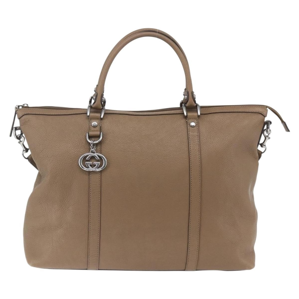 Gucci Vintage Tote Leather Brown Leather Tote Bag Bag (Authentic Pre-Loved)