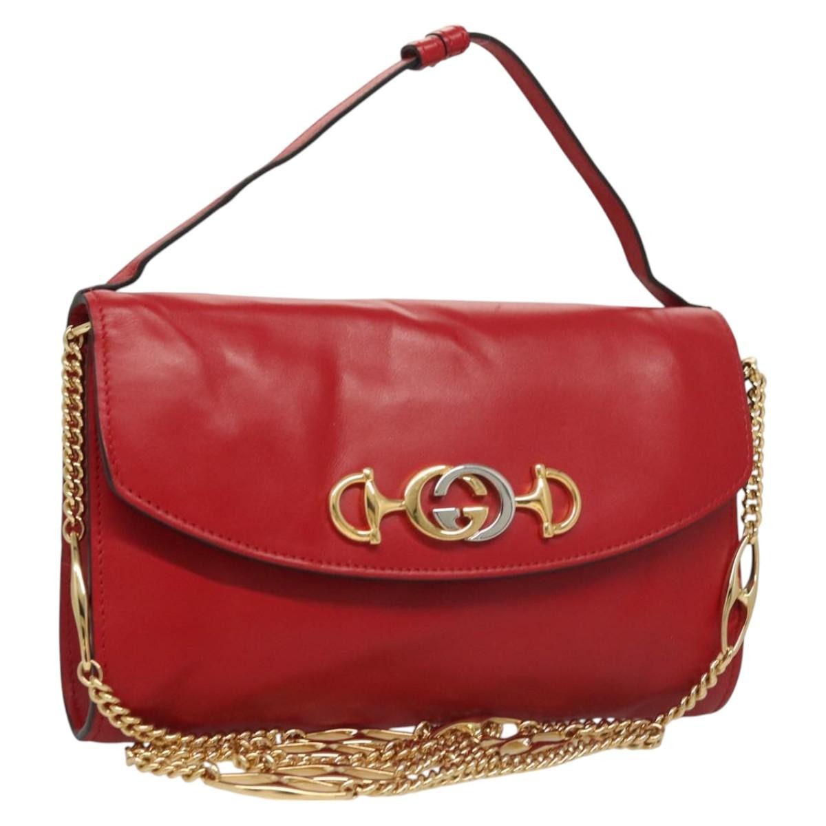 Gucci Zumi Shoulder Bag Leather Red Leather Bag (Authentic Pre-Loved)