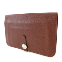 Hermes Dogon Duo Combined Wallet Leather Burgundy Leather Wallets Accessory (Authentic Pre-Loved)
