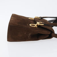 Salvatore Ferragamo Gancini Handbag Suede Brown Suede Shoulder Bag Bag (Authentic Pre-Loved)