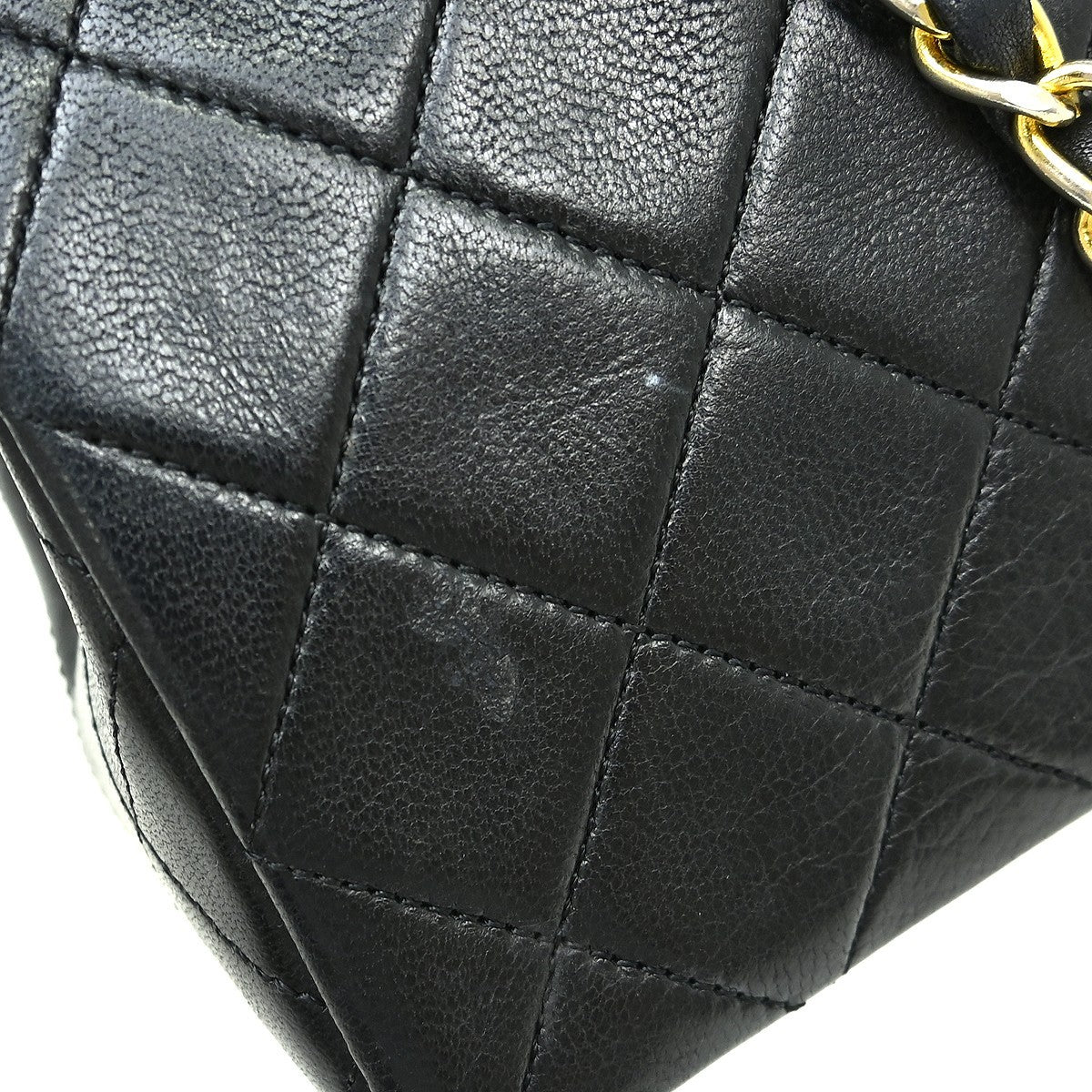 Chanel Vintage Square Classic Single Flap Bag Vertical Quilt Lambskin Black Leather Handbag (Authentic Pre-Loved)