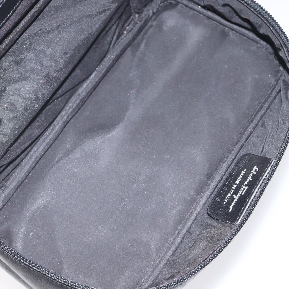 Salvatore Ferragamo Vala Clutch Bag Leather Black Leather Clutche & Pouche Bag (Authentic Pre-Loved)