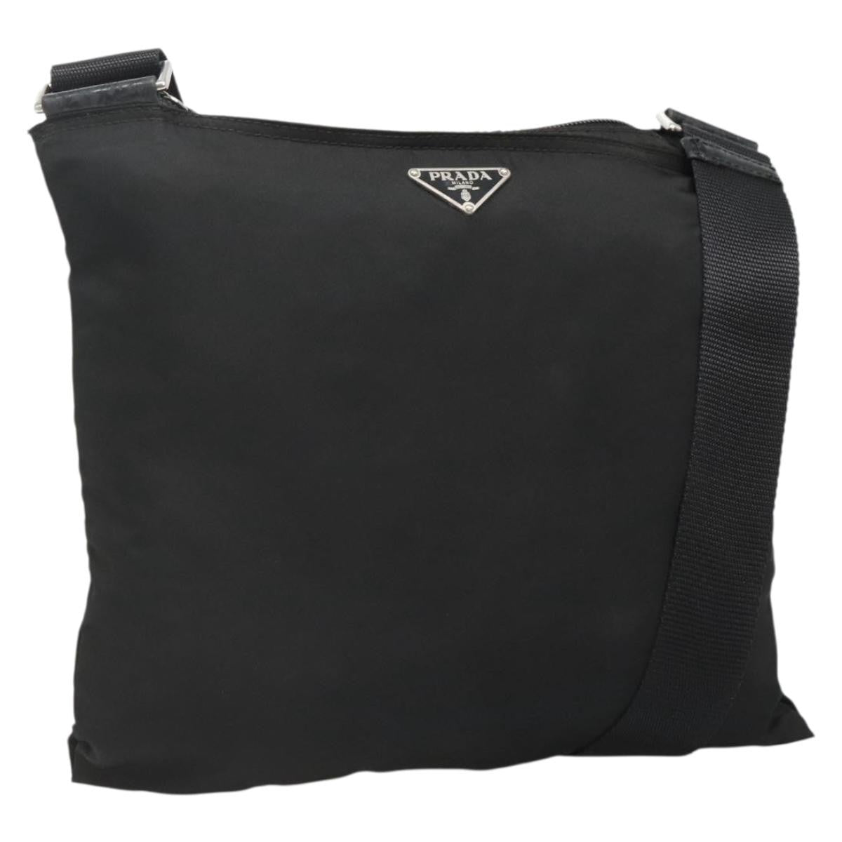 Prada Flat Messenger Bag Tessuto Black Nylon Shoulder Bag Bag (Authentic Pre-Loved)