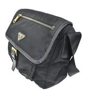Prada Buckle Messenger Bag Tessuto Black Nylon Shoulder Bag Bag (Pre-Loved)