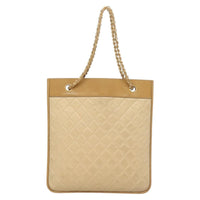 Chanel Chain Handle Bag Leather Beige Leather Tote Bag Bag (Pre-Loved)