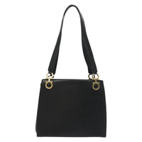 Salvatore Ferragamo Gancini Shoulder Bag Leather Black Leather Shoulder Bag Bag (Pre-Loved)