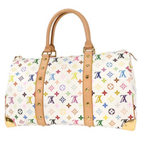 Louis Vuitton Keepall Bag Monogram Multicolor White Canvas Travel Bag Bag (Authentic Pre-Loved)