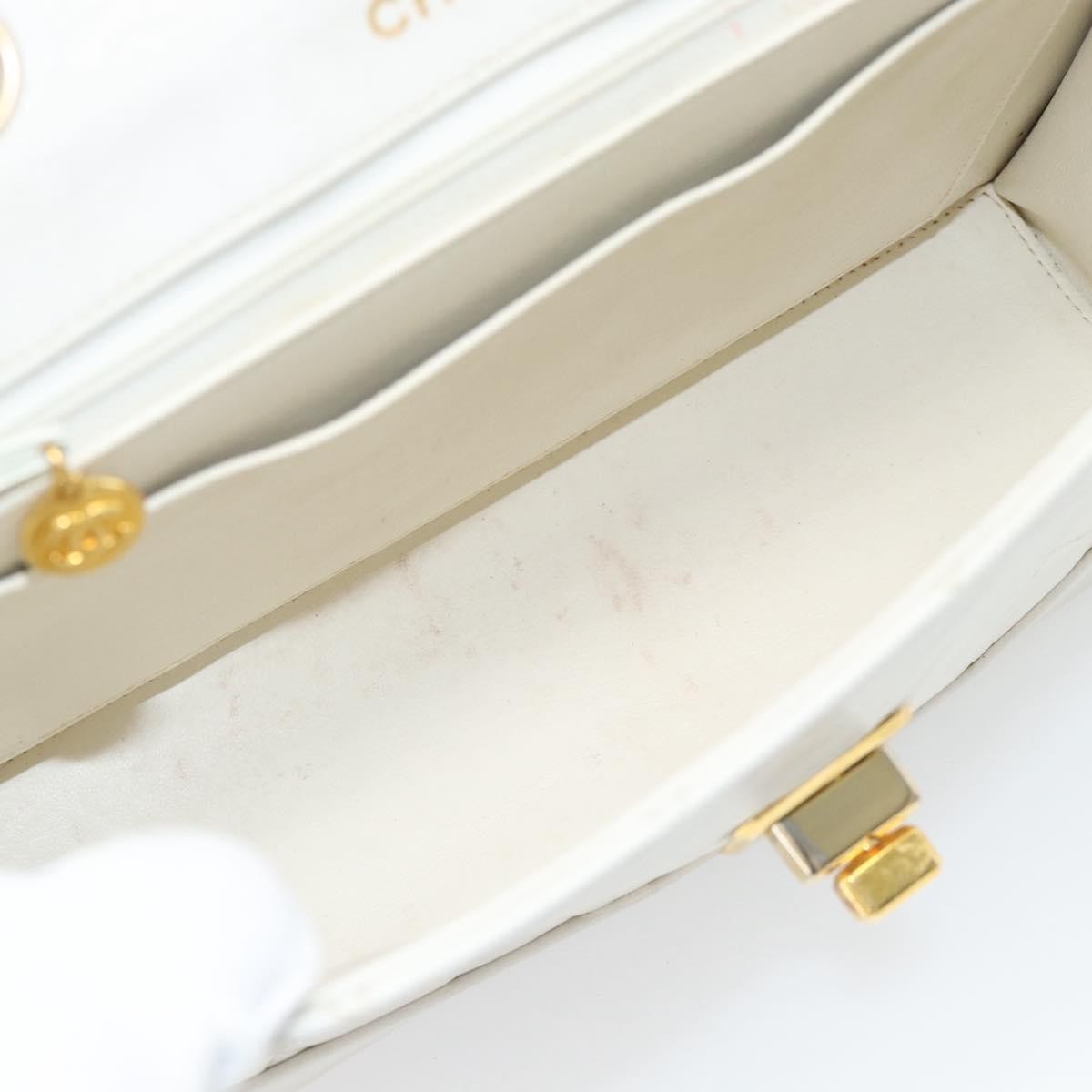 Chanel Vintage Mademoiselle Lock Trapezoid Flap Bag Quilted Lambskin White Leather Shoulder Bag Bag (Authentic Pre-Loved)