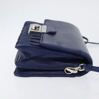 Prada Gaufre Flap Shoulder Bag Nappa Leather Blue Leather Shoulder Bag Bag (Authentic Pre-Loved)