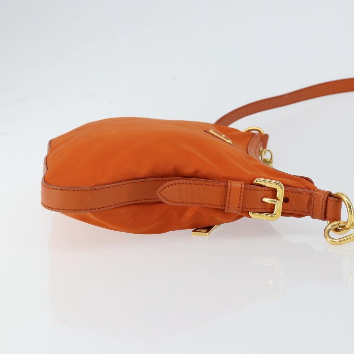 Prada Flat Messenger Tessuto With Leather Orange Nylon Shoulder Bag Bag (Authentic Pre-Loved)