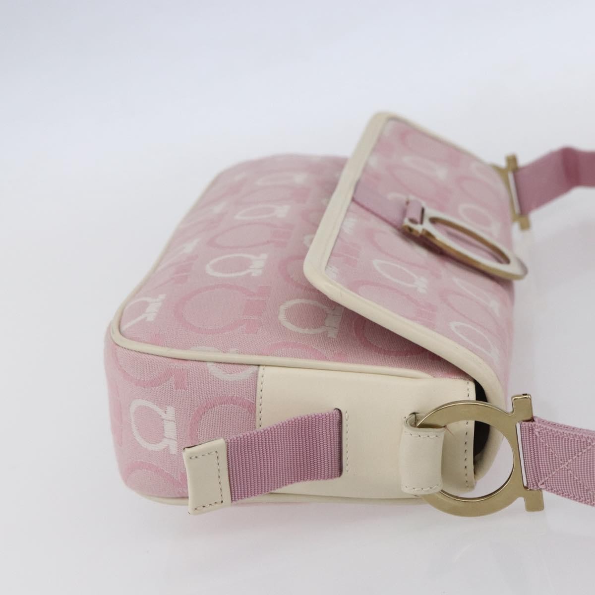 Salvatore Ferragamo Gancini Shoulder Bag Canvas Pink Canvas Shoulder Bag Bag (Authentic Pre-Loved)