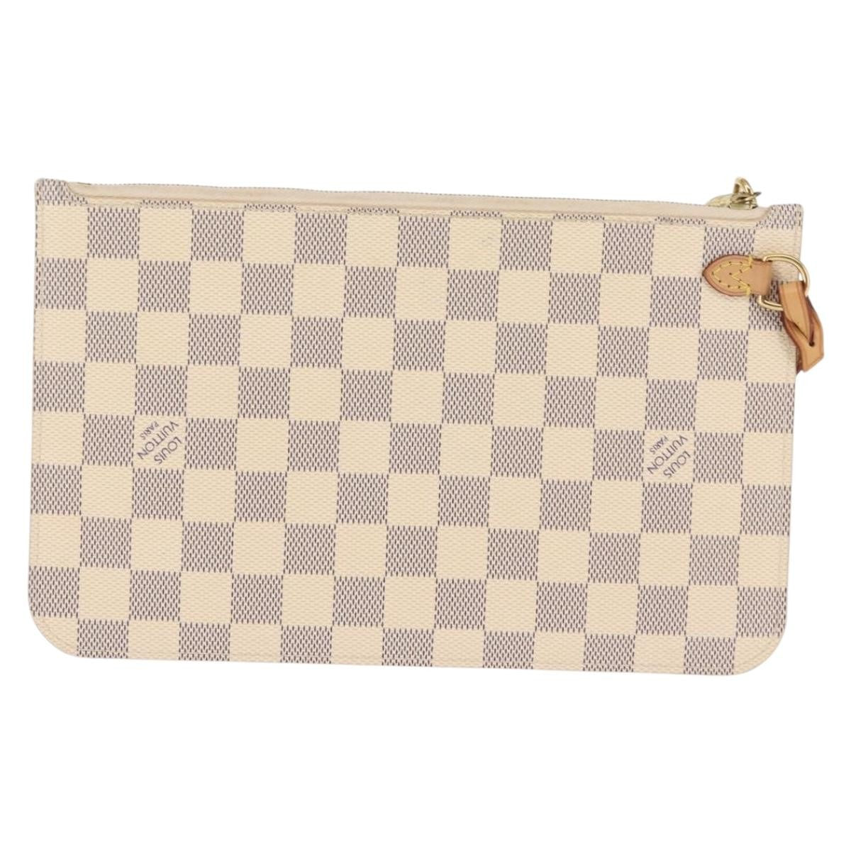 Louis Vuitton Neverfull Pochette Damier White Canvas Clutche & Pouche Bag (Pre-Loved)