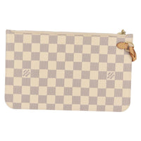 Louis Vuitton Neverfull Pochette Damier White Canvas Clutche & Pouche Bag (Pre-Loved)