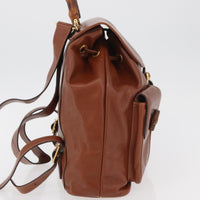 Gucci Vintage Bamboo Backpack Leather Brown Leather Backpack Bag (Authentic Pre-Loved)