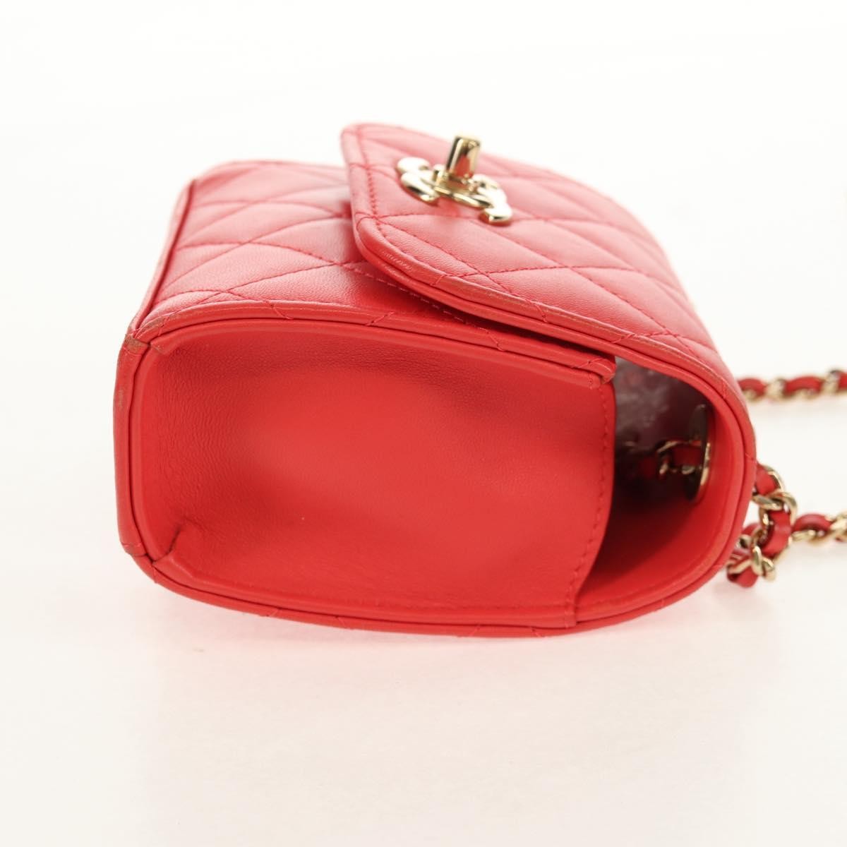 Chanel Trendy Cc Clutch With Chain Quilted Lambskin Red Leather Clutche & Pouche Bag (Pre-Loved)