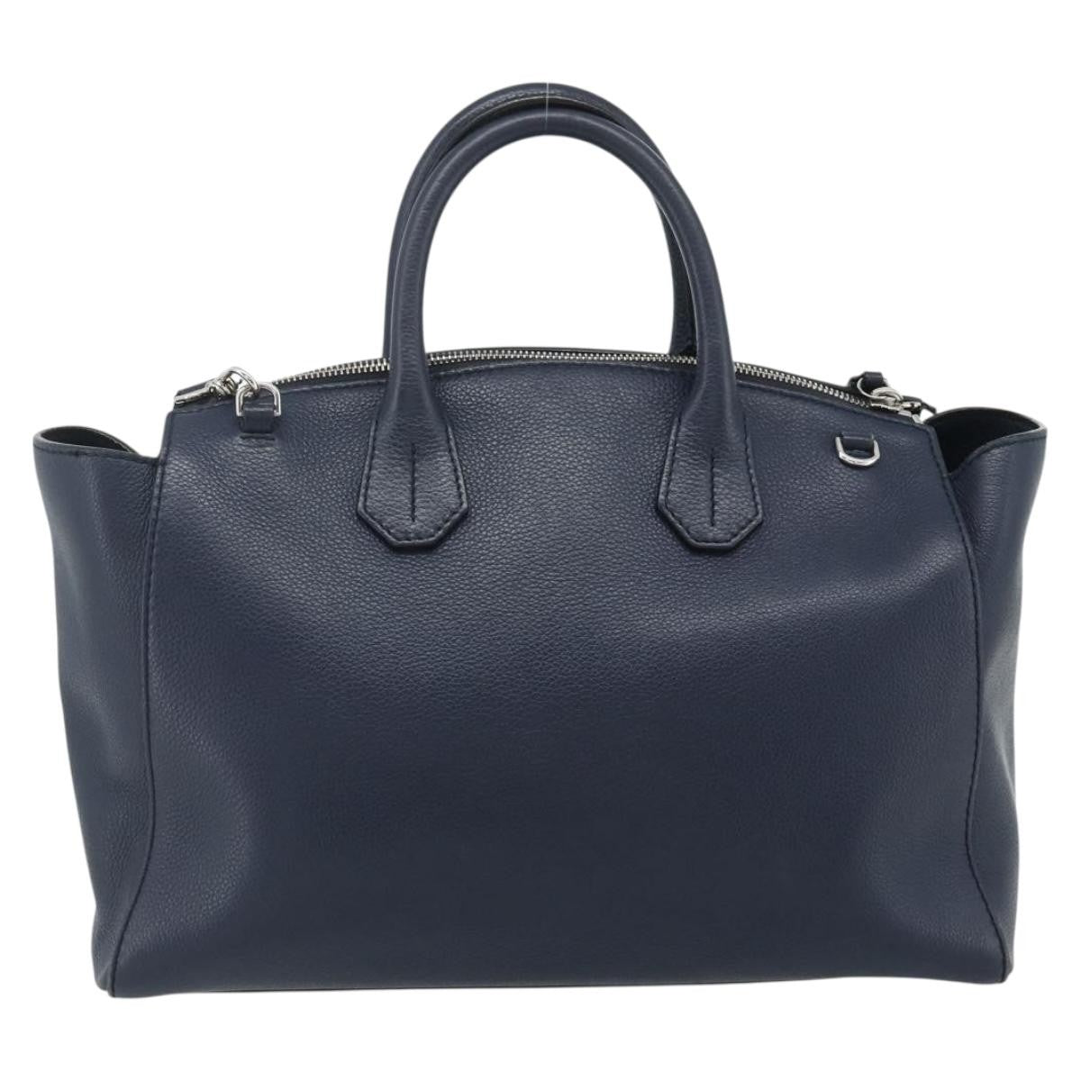 Bally Vintage Handbag Leather Navy Leather Handbag (Pre-Loved)