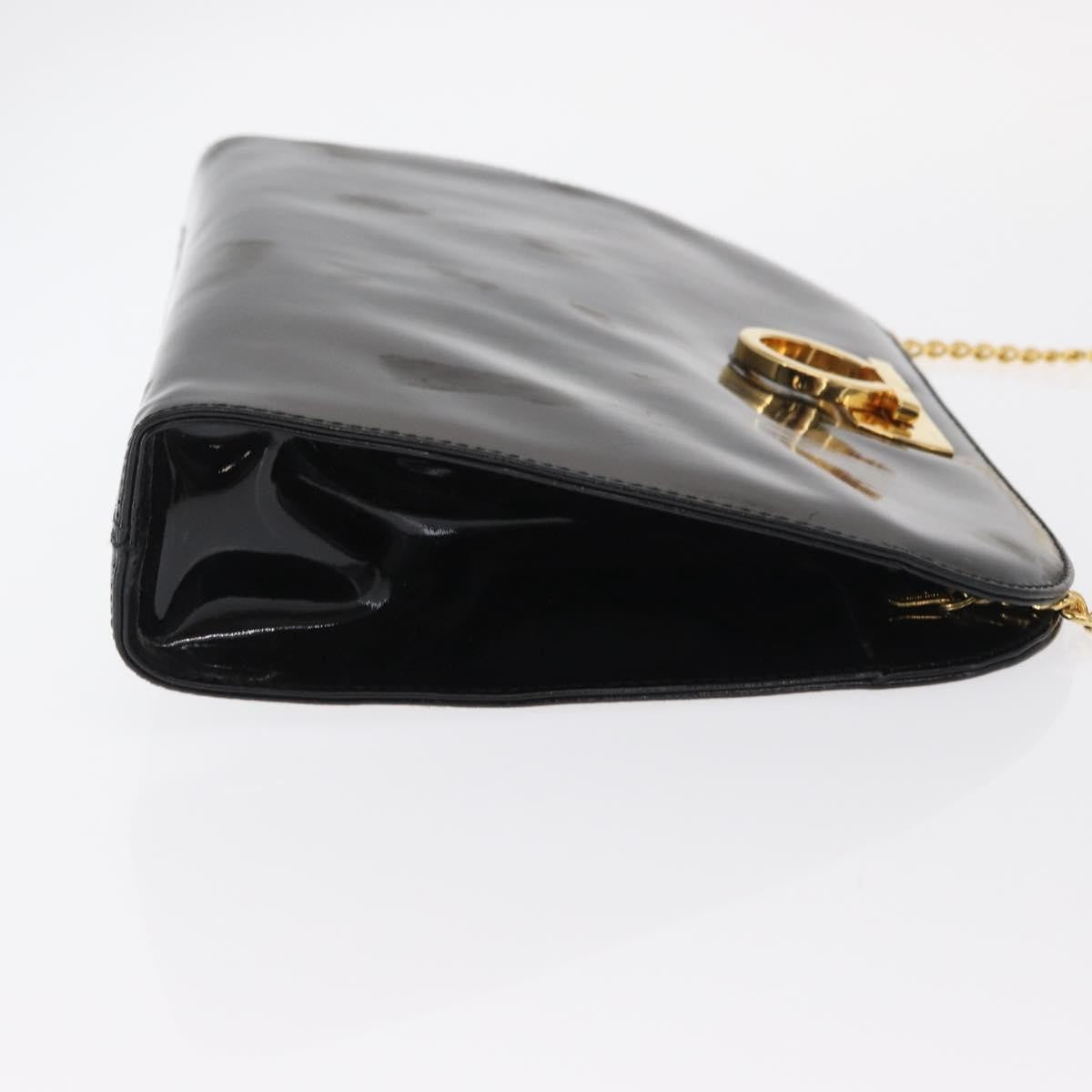 Salvatore Ferragamo Vintage Gancini Chain Shoulder Bag Patent Leather Black Patent_Leather Shoulder Bag Bag (Pre-Loved)