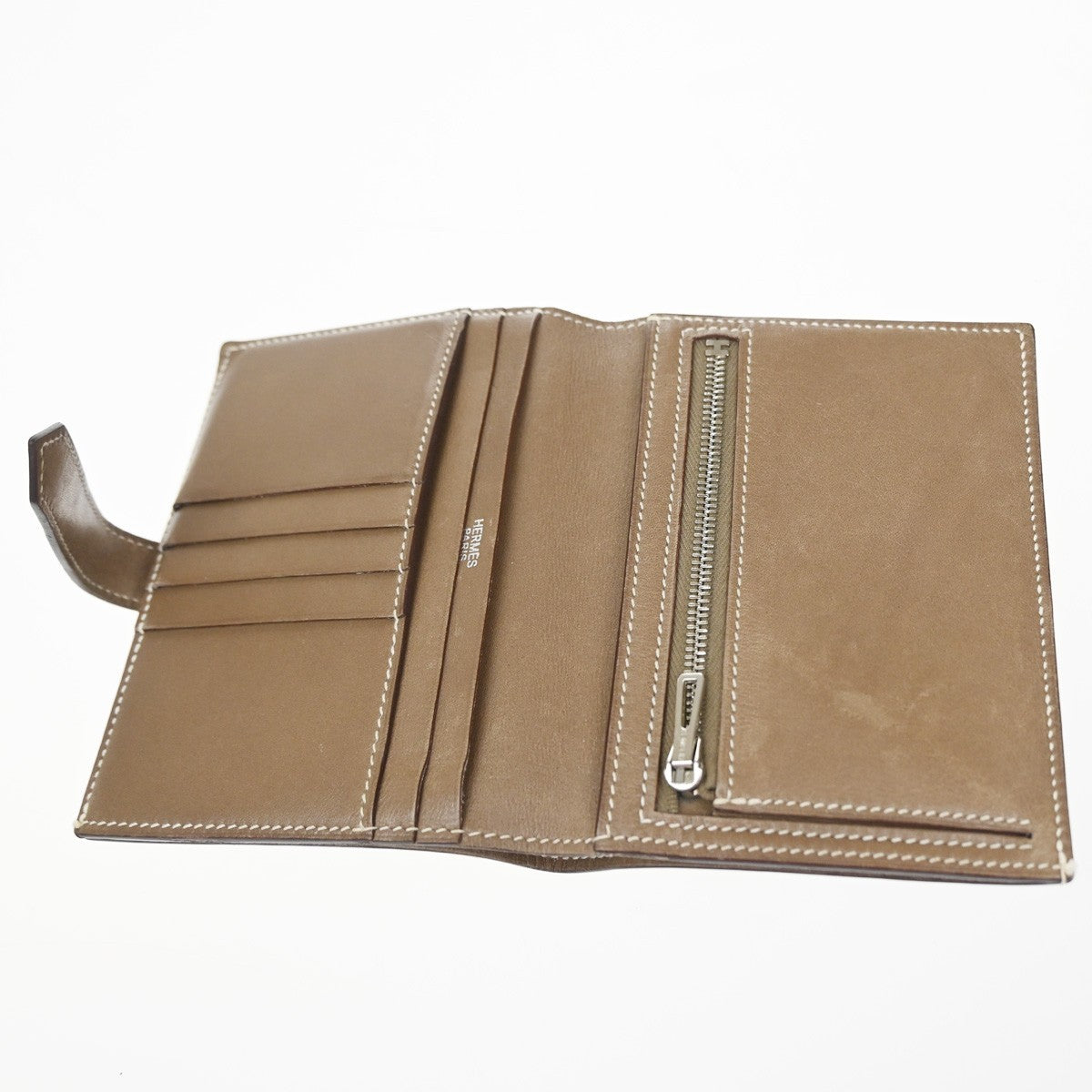 Hermes Bearn Coin Wallet Epsom Brown Leather Wallets Accessory (Authentic Pre-Loved)