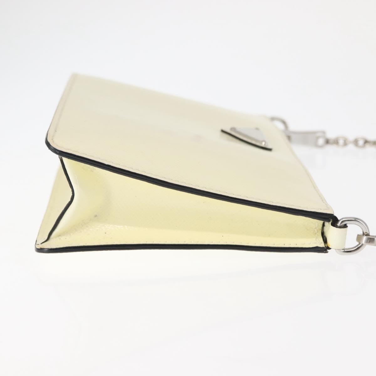 Prada Chain Crossbody Bag Vernice Saffiano Leather White Leather Shoulder Bag Bag (Pre-Loved)