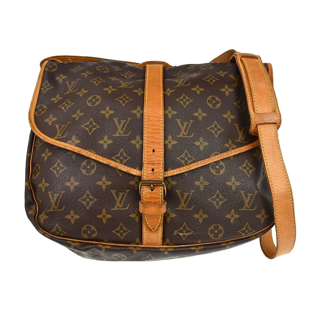 Louis Vuitton Louis Vuitton Saumur Handbag Monogram Canvas Brown Canvas Shoulder Bag Bag (Authentic Pre-Loved)