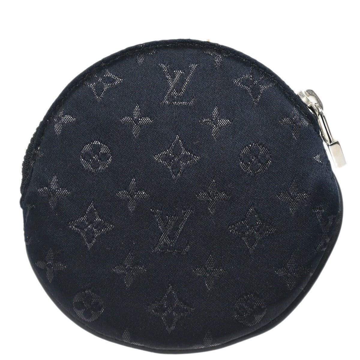 Louis Vuitton Round Coin Purse Limited Edition Monogram Silk Black Silk Wallets Accessory (Authentic Pre-Loved)